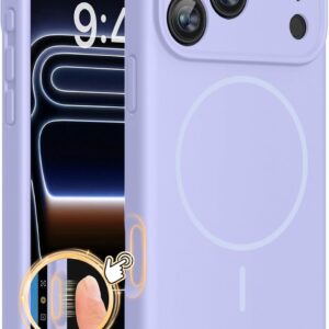 Miracase Magnetic for iPhone 17 Pro Case, Compatible with MagSafe, Integrated Silicone Camera Control Cover, 3.0mm Thicken Shockproof Drop Protection Phone Case for 17 Pro,Light Purple