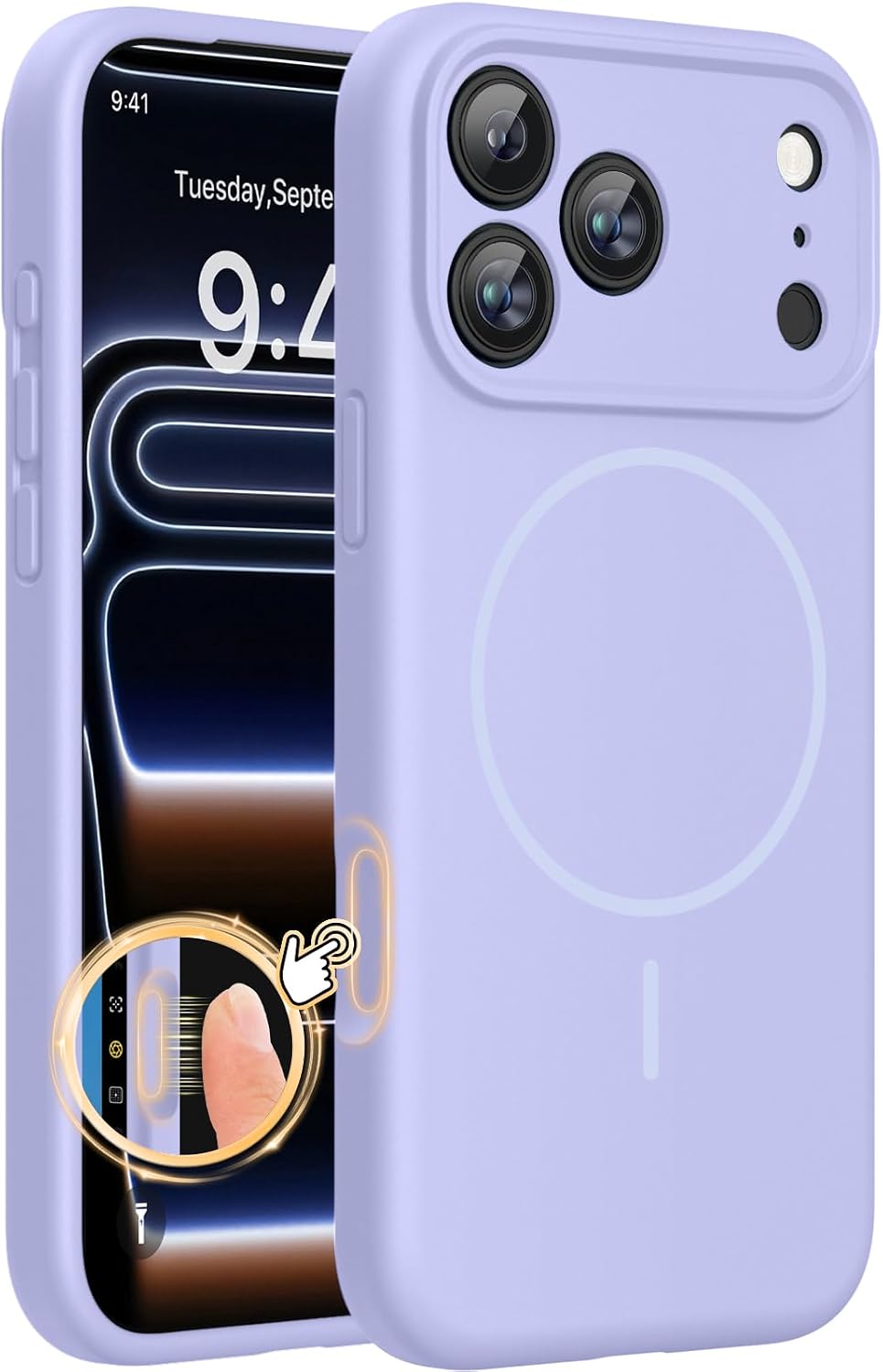 61uZsIpqceL._AC_SL1500_ Miracase Magnetic for iPhone 17 Pro Case, Compatible with MagSafe, Integrated Silicone Camera Control Cover, 3.0mm Thicken Shockproof Drop Protection Phone Case for 17 Pro,Light Purple