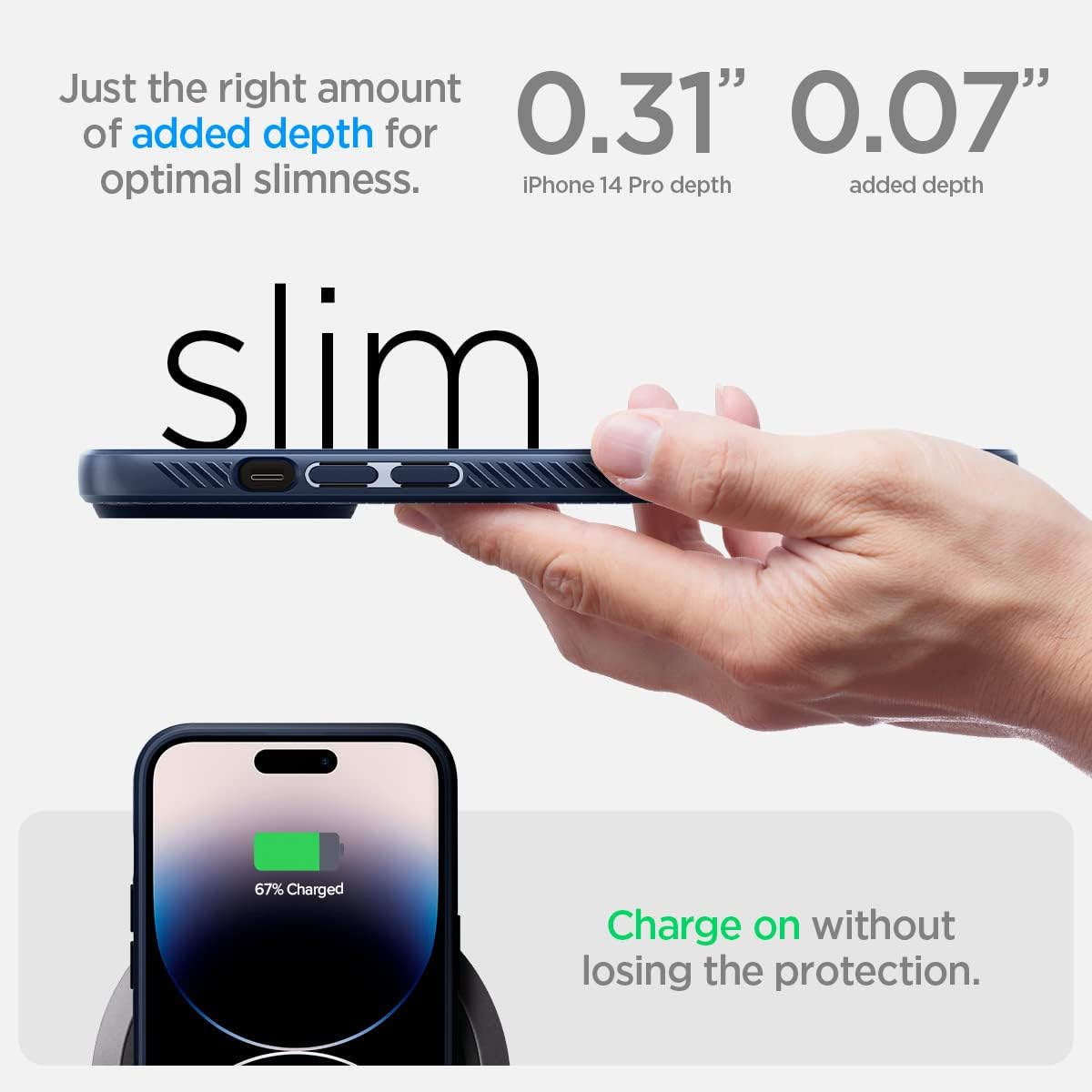 Spigen Liquid Air Designed for iPhone 14 Pro Case (2022) [Military-Grade Protection] - Navy Blue