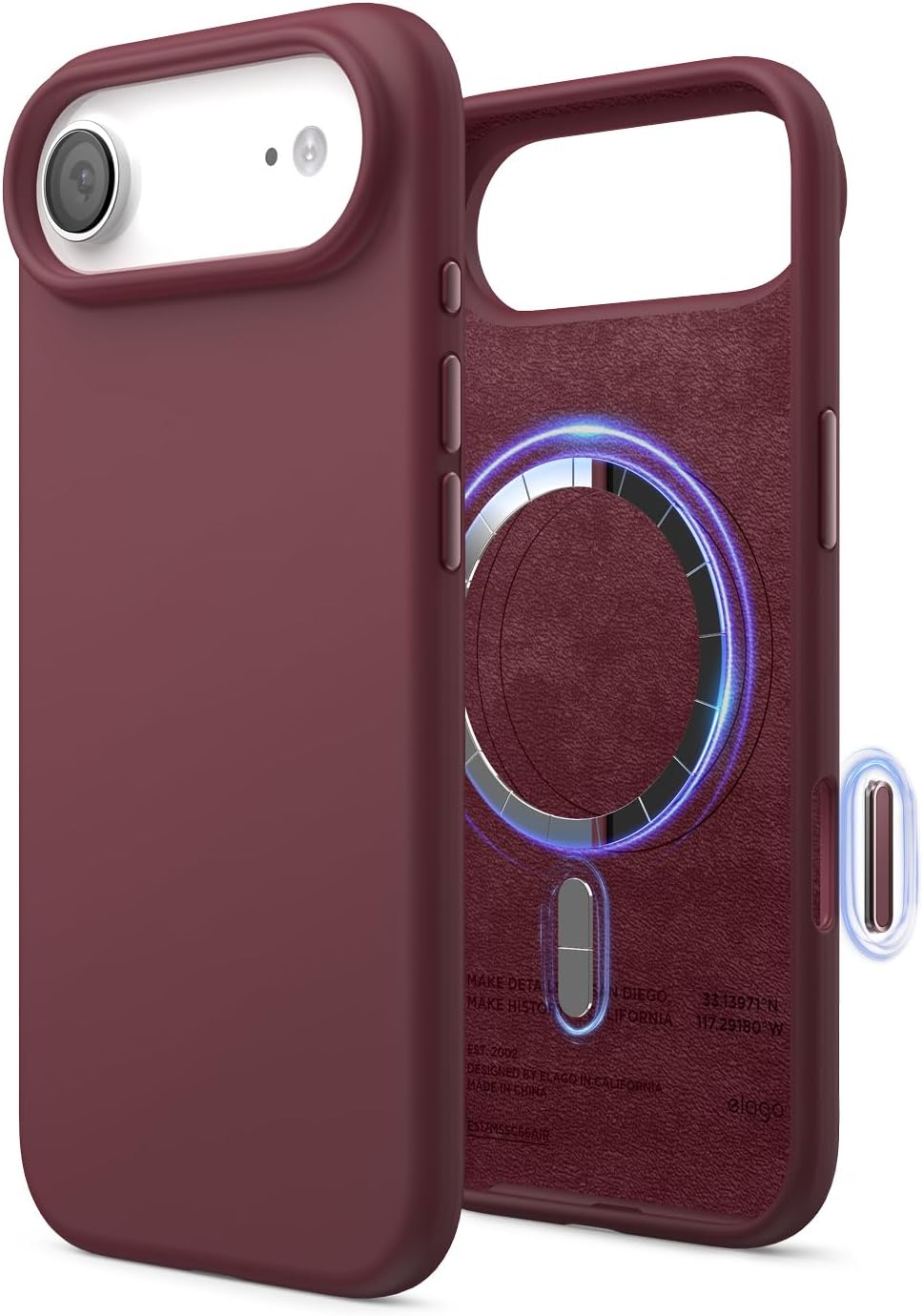 61unVT9lPL._AC_SL1500_ elago for iPhone Air Case, Premium Magnetic Silicone Case, Compatible with MagSafe, Liquid Silicone Material, Protective Cover, Shockproof, Slim Phone, 6.5 inch (Burgundy)