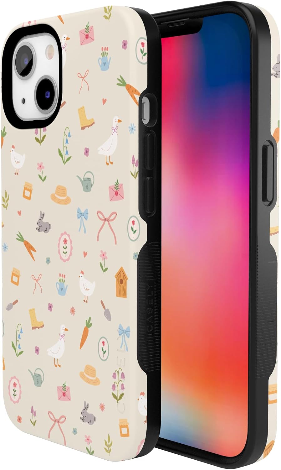 61uqNHdtzL._AC_SL1500_ Casely iPhone 13 Case | Hoppy Garden | Spring Things | Bold Protective Design | Compatible with MagSafe
