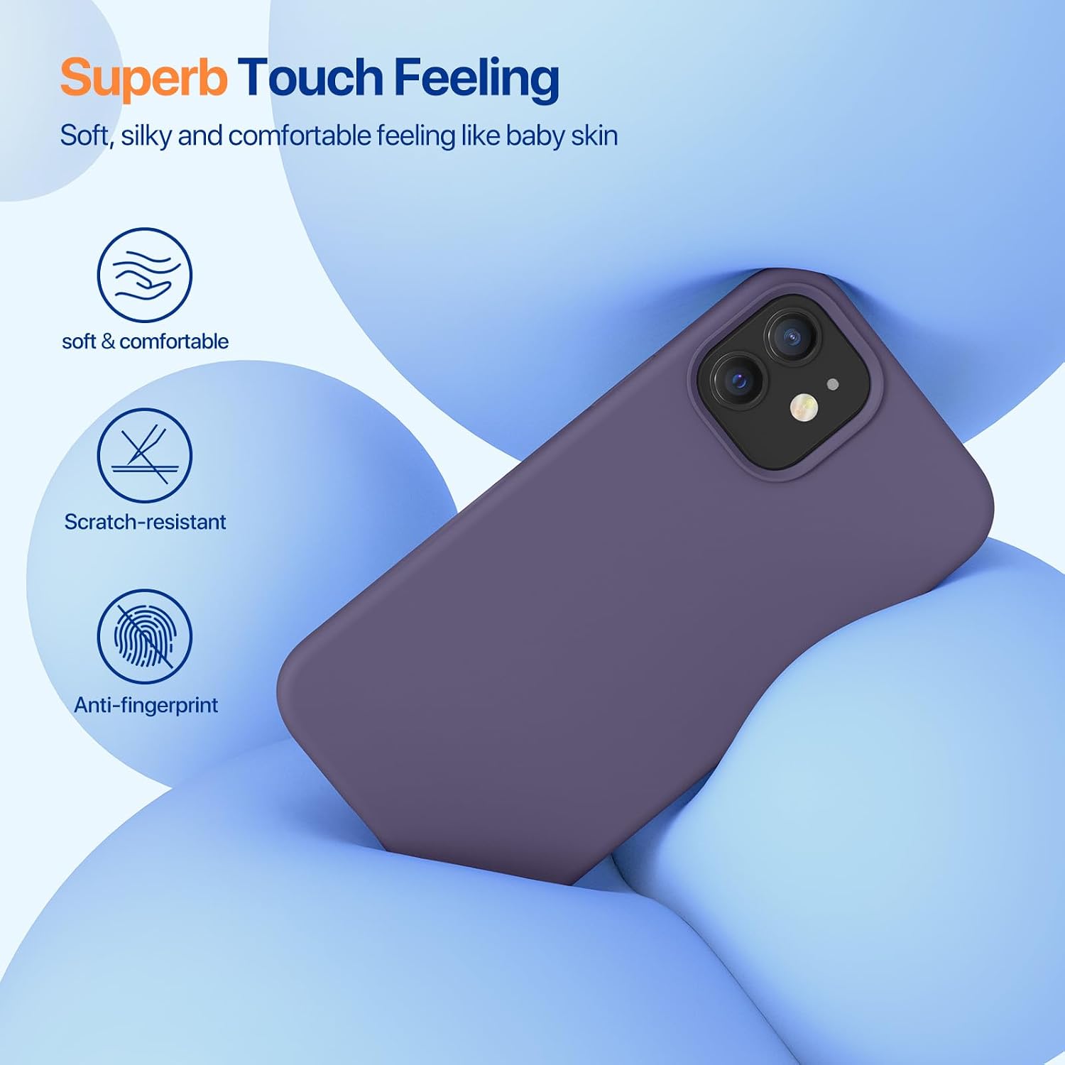61usUjQzS-L._AC_SL1500_ Miracase Compatible with iPhone 12 Case and iPhone 12 Pro Case, Liquid Silicone Gel Rubber Full Body Protection Shockproof Drop Protection Phone Case for iPhone 12/12 Pro 6.1 inch, Dark Purple
