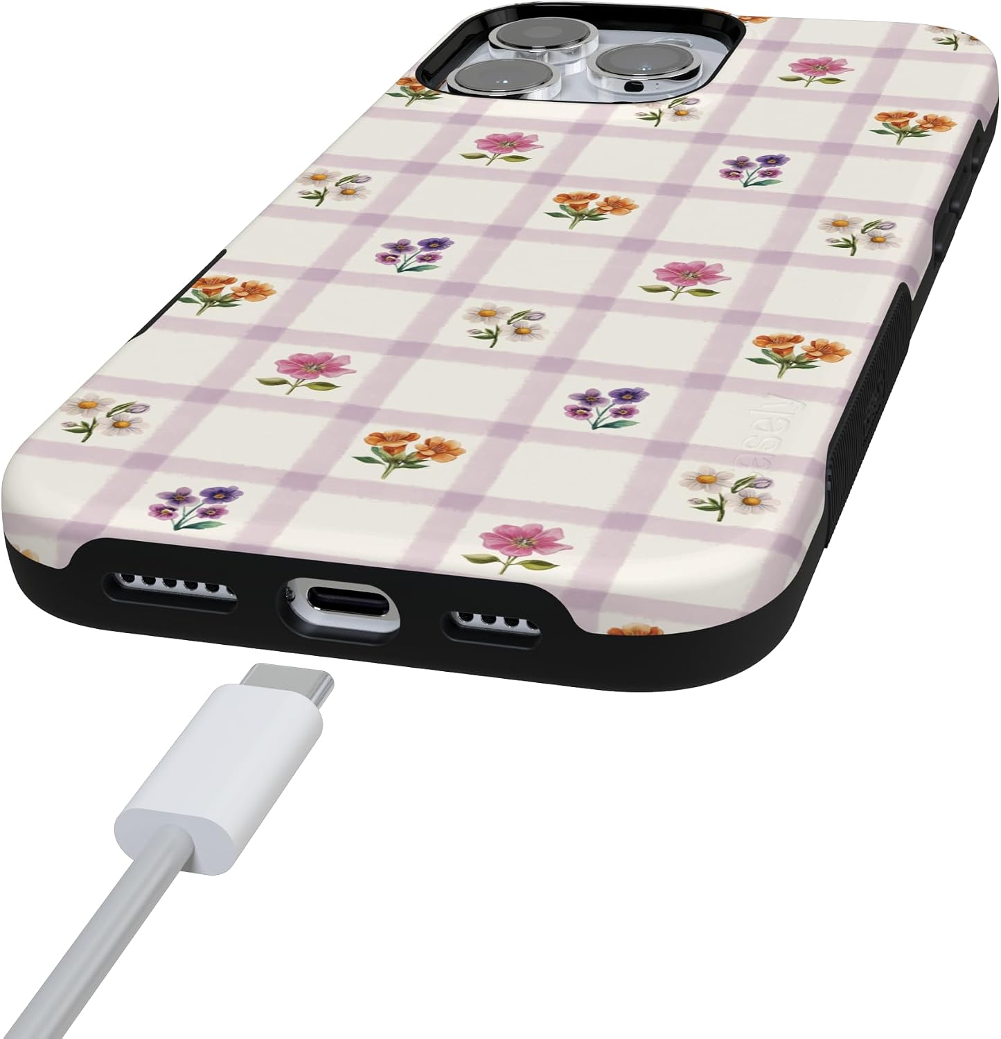 61v17xsKPcL._AC_SL1500_ Casely iPhone 16 Pro Case | Meadow Check | Floral Gingham | Bold Protective Design | Compatible with MagSafe