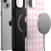 61vBnbFF6fL._AC_SL1500_ Casely iPhone 15 Plus Case | Pink Plaid | Sunday Best | Bold Protective Design | Compatible with MagSafe