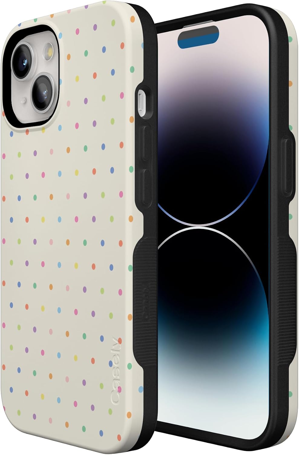 61vRnVnqUEL._AC_SL1500_ Casely iPhone 15 Plus Case | On the Dot | Rainbow Polka Dot | Bold Protective Design | Compatible with MagSafe