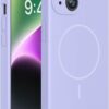 Miracase Magnetic for iPhone 14 Plus Case, [Soft Anti-Scratch Microfiber Lining], Compatible with MagSafe, Silicone Shockproof Protection Phone Case for iPhone 14 Plus,Light Purple