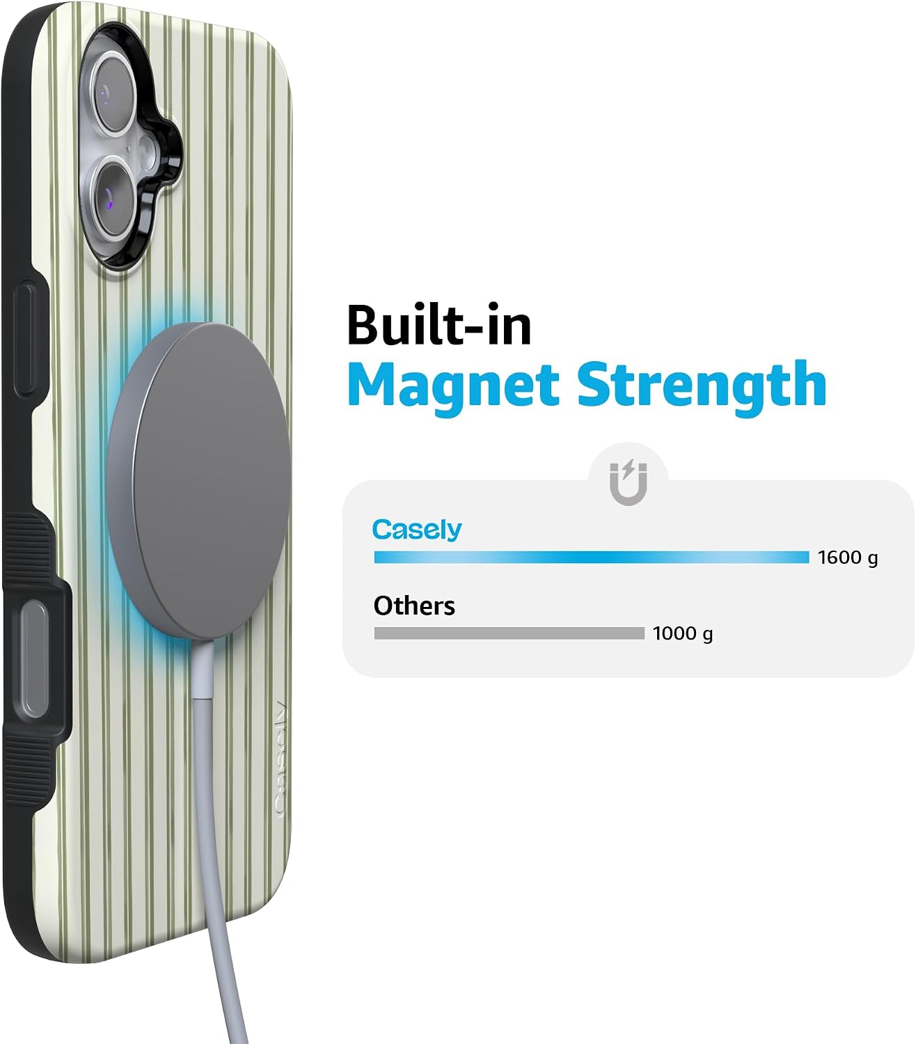61vps6bgiEL._AC_SL1500_ Casely iPhone 16 Case | Linen Stripe | The Boyfriend Collection | Bold Protective Design | Compatible with MagSafe