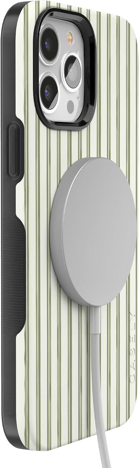 61vr37d7IEL._AC_SL1500_ Casely iPhone 13 Pro Case | The Boyfriend Collection | Linen Stripe | Bold Protective Design | Compatible with MagSafe