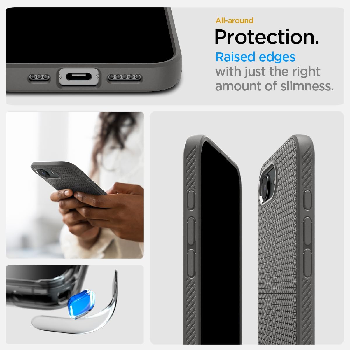 Spigen for iPhone 17e / 16e Case, Liquid Air [Military-Grade Protection] - Marble Gray | Military-Grade Protection