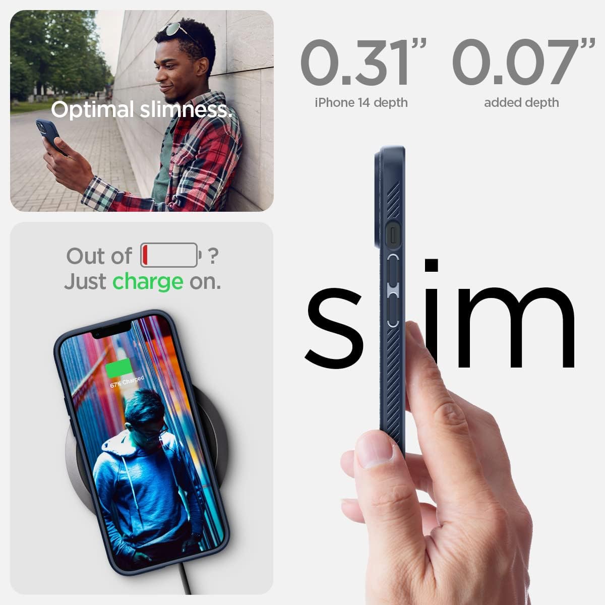 Spigen Liquid Air Designed for iPhone 14 Case (2022) [Military-Grade Protection] - Navy Blue