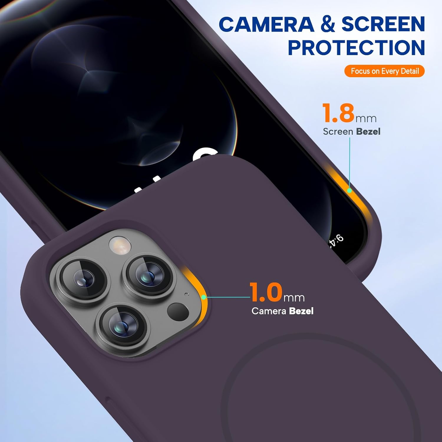 Miracase Magnetic for iPhone 12 Pro Max Case, [Soft Anti-Scratch Microfiber Lining], Compatible with MagSafe, Liquid Silicone Case Shockproof Drop Protection Phone Case for 12 ProMax,Dark Purple