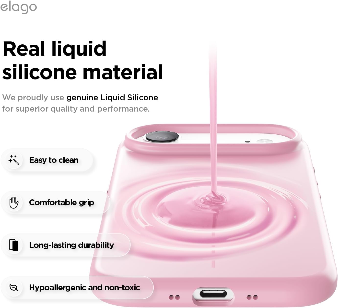 elago for iPhone Air Case, Premium Magnetic Silicone Case, Compatible with MagSafe, Liquid Silicone Material, Protective Cover, Shockproof, Slim Phone, 6.5 inch (Hot Pink)
