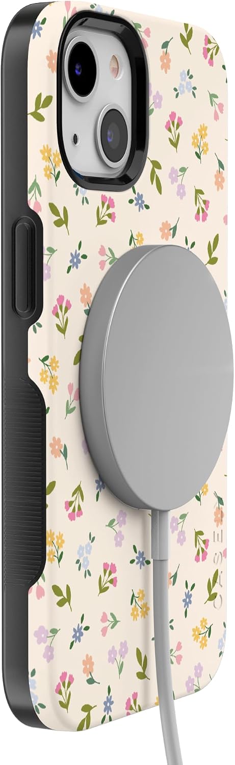 61xRRCT5PrL._AC_SL1500_ Casely iPhone 13 Case | Ditsy Floral | Tiny Flowers | Bold Protective Design | Compatible with MagSafe