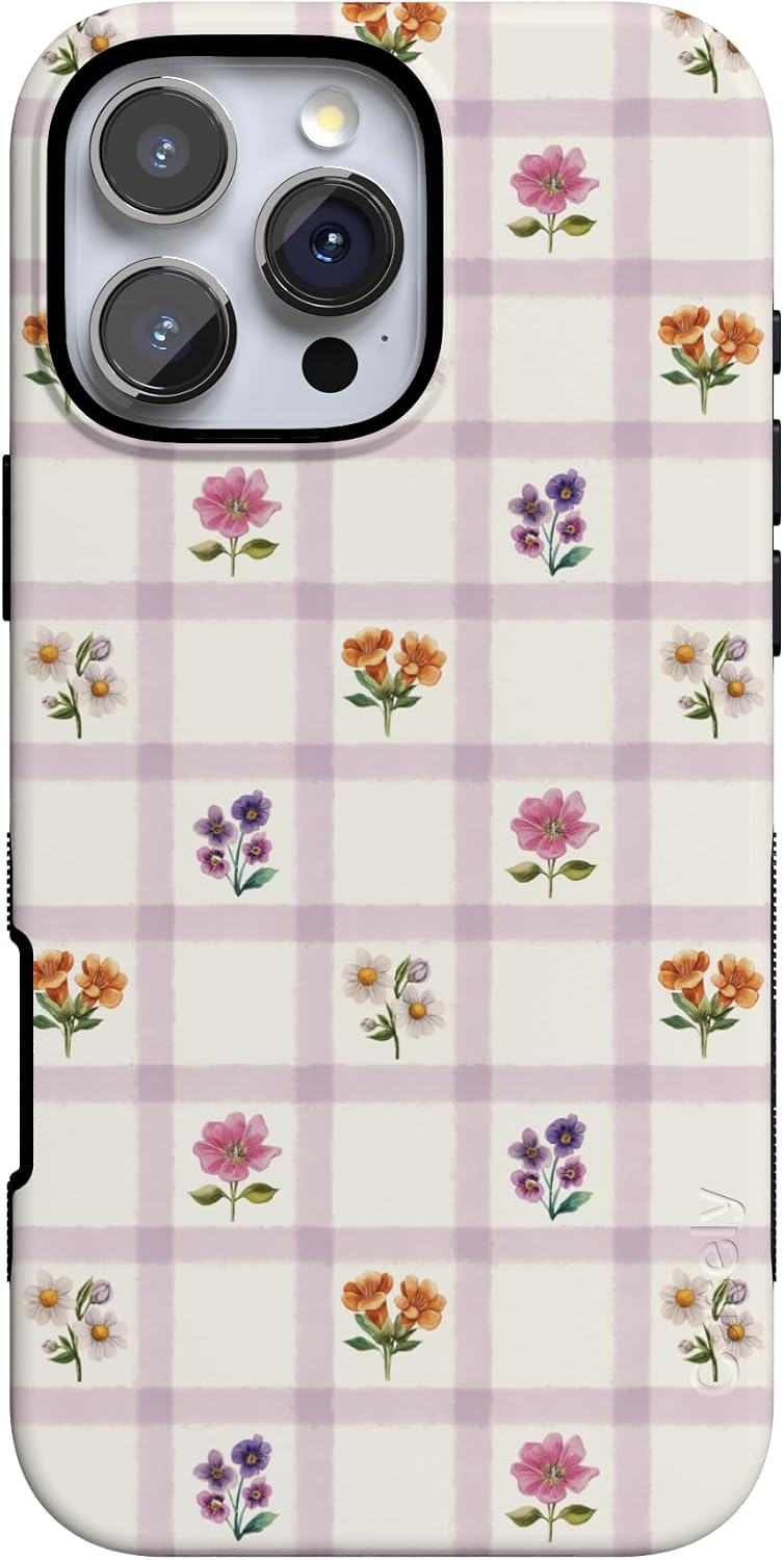 61xmSCpcl1L._AC_SL1500_ Casely iPhone 16 Pro Case | Meadow Check | Floral Gingham | Bold Protective Design | Compatible with MagSafe