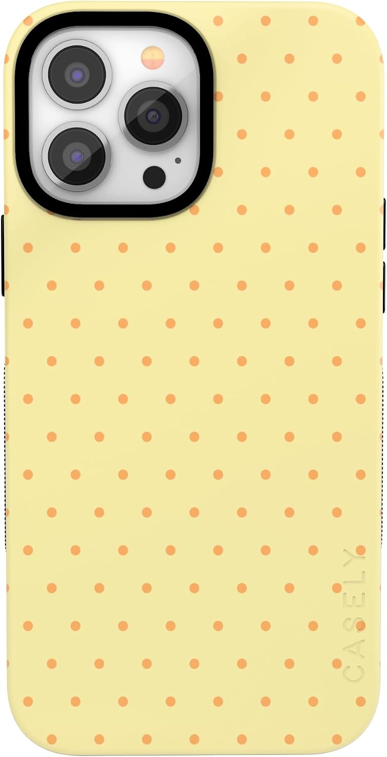 61xqOT9e3DL._AC_SL1500_ Casely iPhone 13 Pro Max Case | On the Dot | Yellow Polka Dot | Bold Protective Design | Compatible with MagSafe