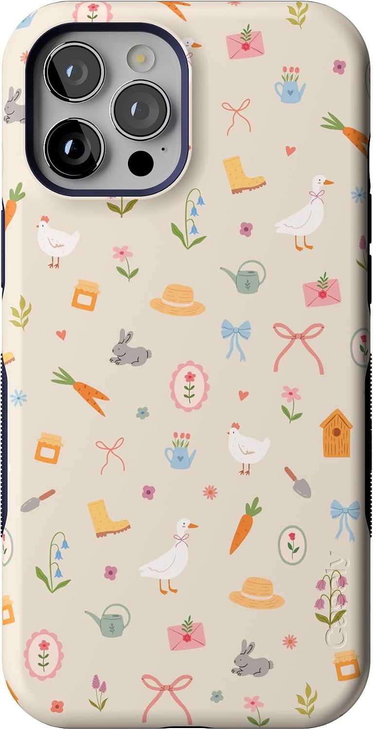 61y9xEds6VL._AC_SL1500_ Casely iPhone 12 Pro Max Case | Hoppy Garden | Spring Things | Bold Protective Design | Compatible with MagSafe