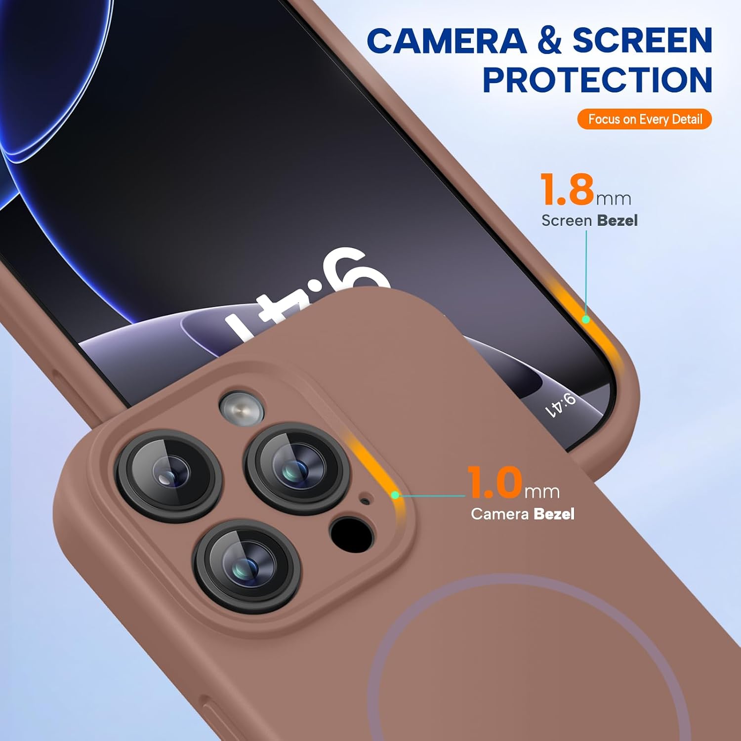 Miracase Magnetic for iPhone 16 Pro Max Case, [Soft Anti-Scratch Microfiber Lining], Compatible with MagSafe, Liquid Silicone Case Shockproof Drop Protection Phone Case for 16 ProMax,Chocolate