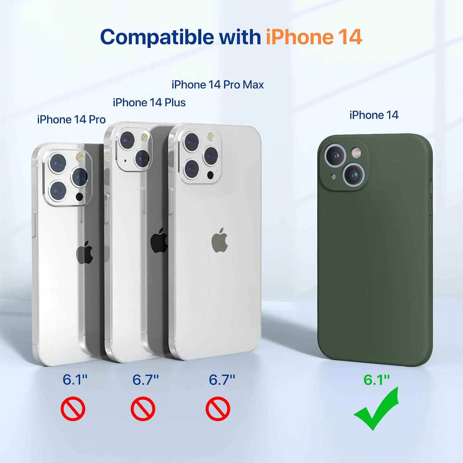 Miracase Designed for iPhone 14 Case,[Upgraded Enhanced Camera Protection],Shockproof Liquid Silicone Case with Microfiber Lining, 6.1 inch,Dark Green