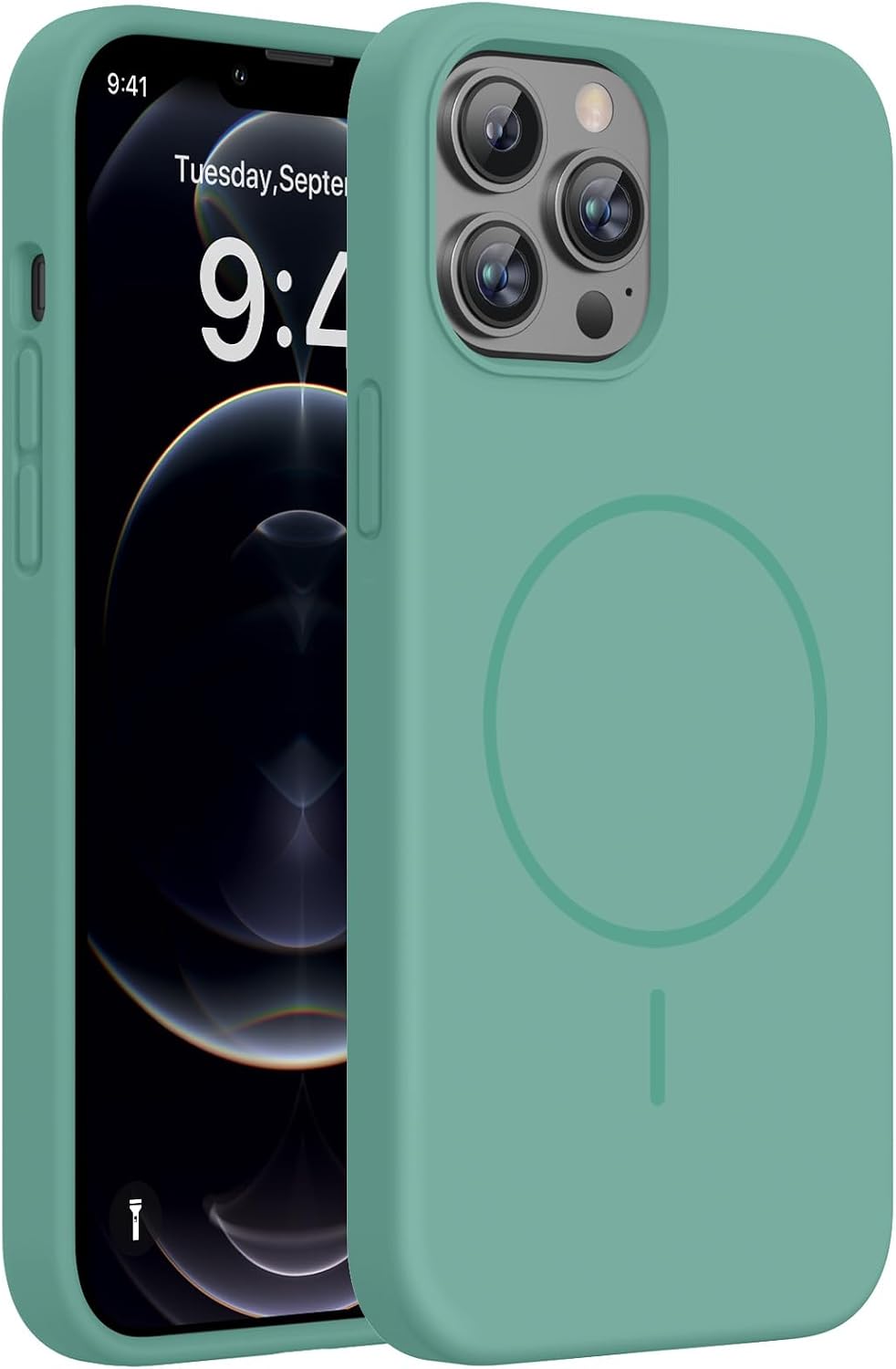 Miracase Compatible with iPhone 12 Pro Max Case, [Soft Anti-Scratch Microfiber Lining], Liquid Silicone Case Gel Rubber Shockproof Drop Protection Phone Case for 12 Pro Max, Midnight Green