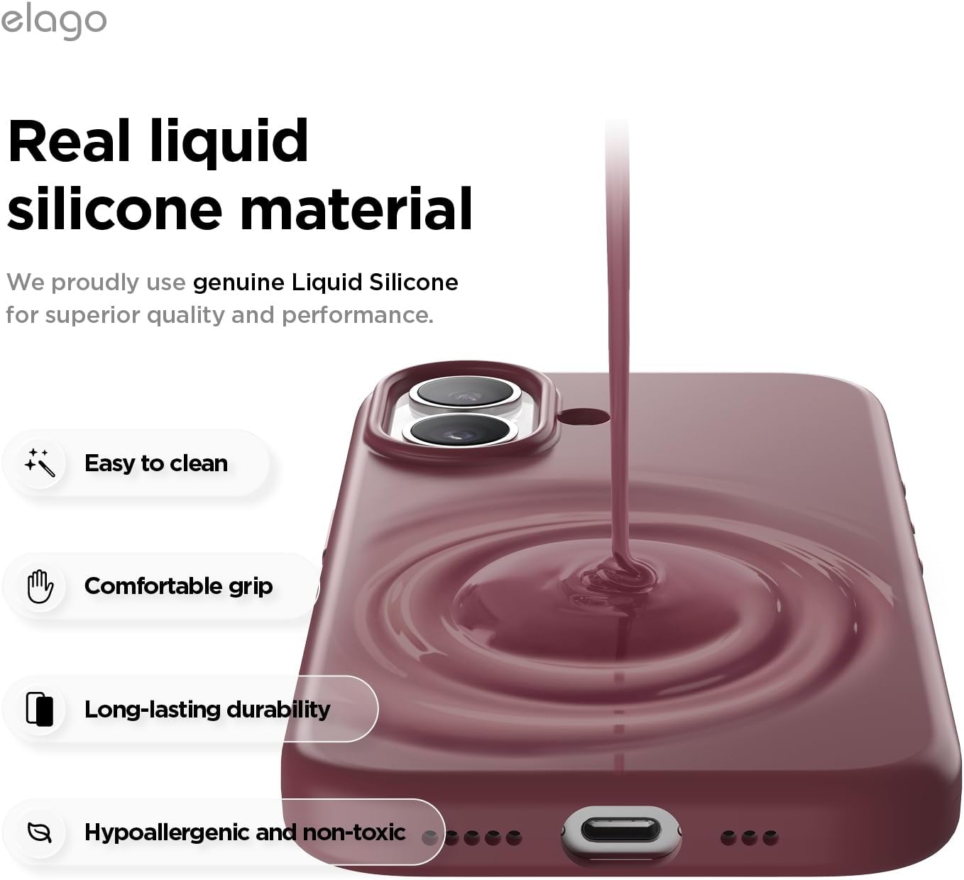 61yVuqcZBcL._AC_SL1500_ elago for iPhone 17 Case, Premium Magnetic Silicone Case, Compatible with MagSafe, Liquid Silicone Material, Protective Cover, Shockproof, Slim Phone, 6.3 inch (Burgundy)