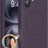 Miracase Compatible with iPhone 16 Case, [Soft Anti-Scratch Microfiber Lining], Compatible with MagSafe, Liquid Silicone Case Shockproof Drop Protection Phone Case for 16,Dark Purple