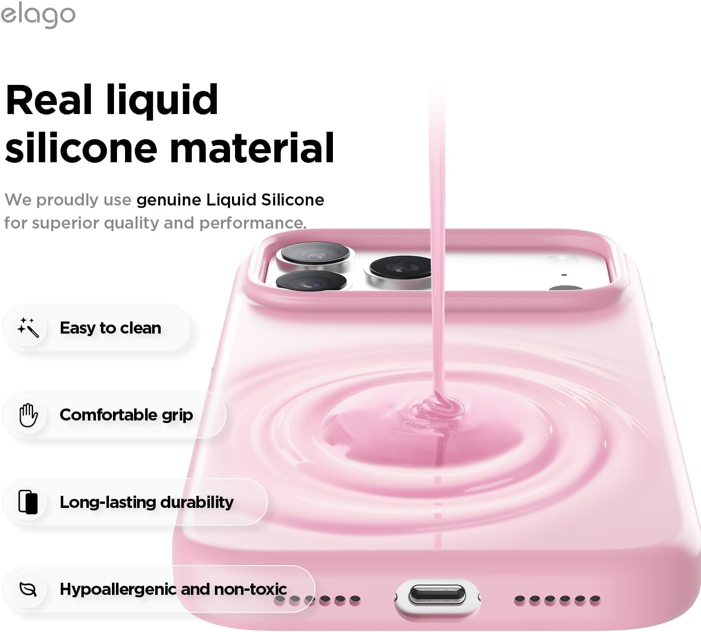 61zHuqevKBL._AC_SL1500_ elago for iPhone 17 Pro Max Case, Premium Magnetic Silicone Case, Compatible with MagSafe, Liquid Silicone Material, Protective Cover, Shockproof, Slim Phone, 6.9 inch (Hot Pink)