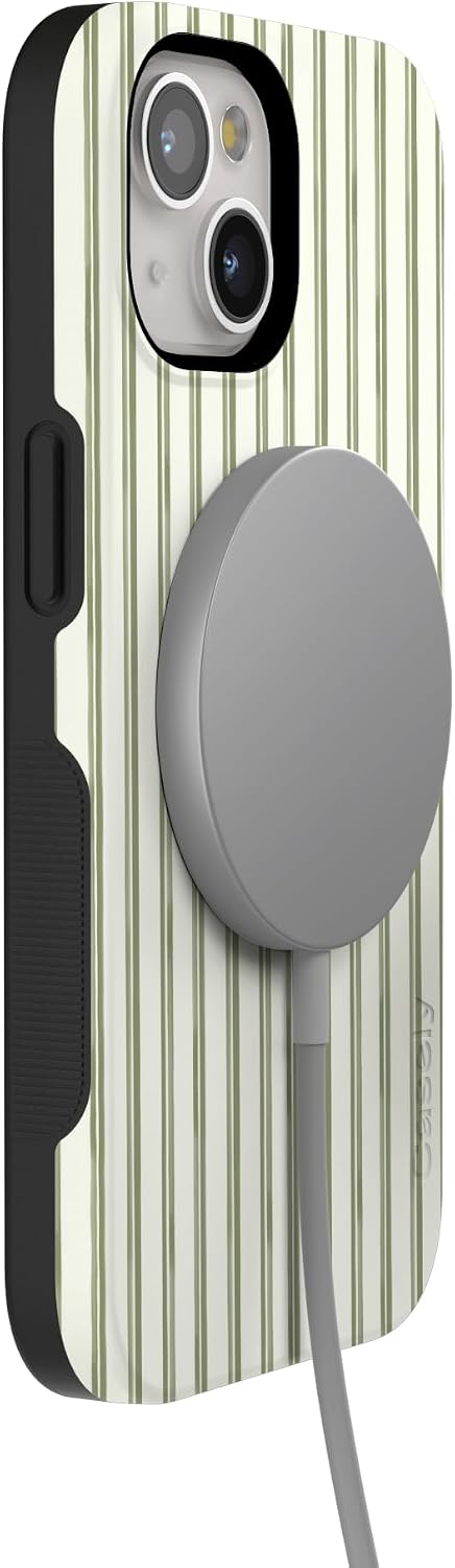 61zJkm3YXBL._AC_SL1500_ Casely iPhone 15 Case | Linen Stripe | The Boyfriend Collection | Bold Protective Design | Compatible with MagSafe