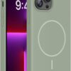 Miracase Magnetic for iPhone 13 Pro Max Case, [Soft Anti-Scratch Microfiber Lining], Compatible with MagSafe, Liquid Silicone Shockproof Drop Protection Phone Case for 13 Pro Max, Patina Green