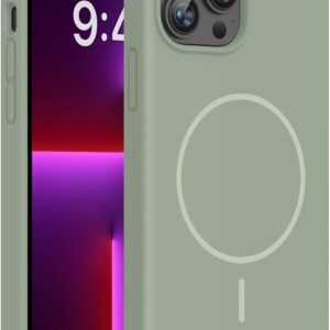 Miracase Magnetic for iPhone 13 Pro Max Case, [Soft Anti-Scratch Microfiber Lining], Compatible with MagSafe, Liquid Silicone Shockproof Drop Protection Phone Case for 13 Pro Max, Patina Green