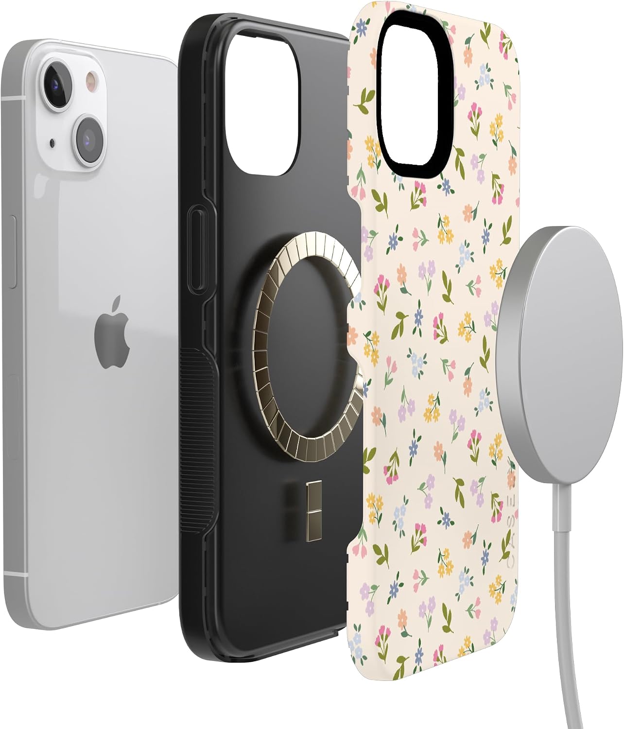 71-eAyKJPGL._AC_SL1500_ Casely iPhone 13 Case | Ditsy Floral | Tiny Flowers | Bold Protective Design | Compatible with MagSafe