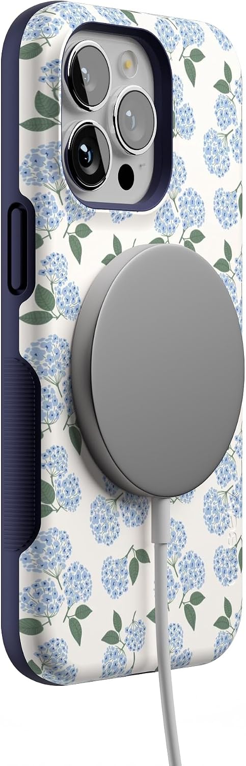 71-fEzKI7ZL._AC_SL1500_ Casely iPhone 13 Pro Case | Nantucket Cottage | Blue Hydrangea | Bold Protective Design | Compatible with MagSafe
