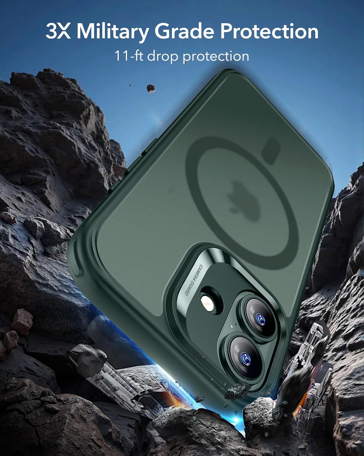 71-uU34uYgL._AC_SL1500_ ESR for iPhone 17 Case, Camera Control Cover, Compatible with MagSafe, Shockproof Military-Grade Protection, Magnetic Phone Case for iPhone 17, Classic Hybrid Case, Frosted Green