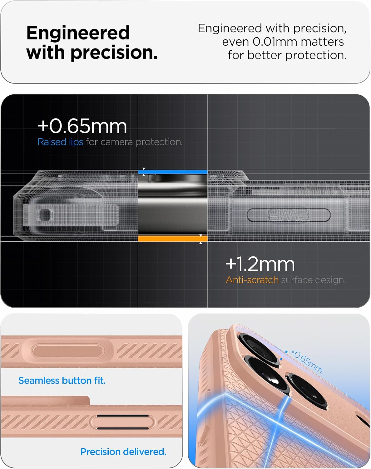 Spigen for iPhone 17 Pro Max Case, Liquid Air [TPU Covered Camera Control] [No Magnet Ring] [Military-Grade Protection] - Rose Titanium