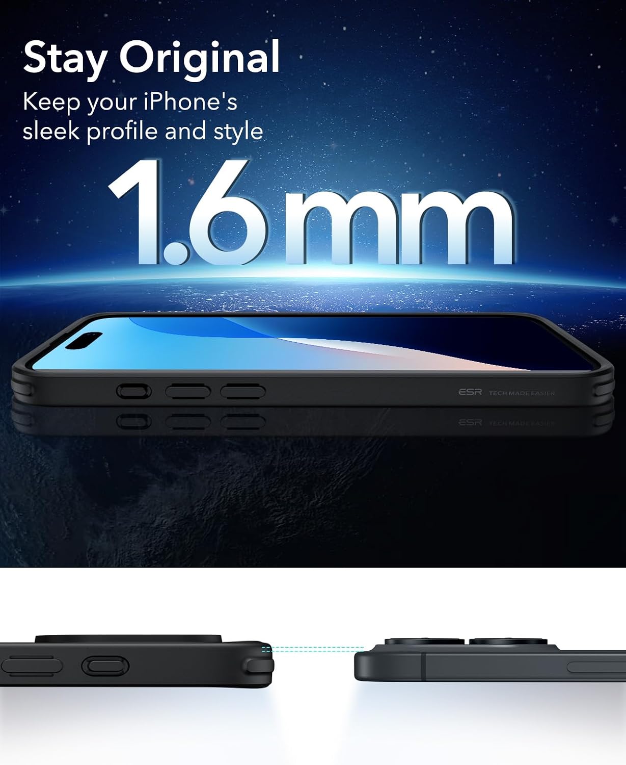 710VcMCHzFL._AC_SL1500_ ESR for iPhone 16 Case, Camera Control Cover, Compatible with MagSafe, Shockproof Military-Grade Protection, Magnetic Phone Case for iPhone 16, Classic Hybrid Case, Frosted Black
