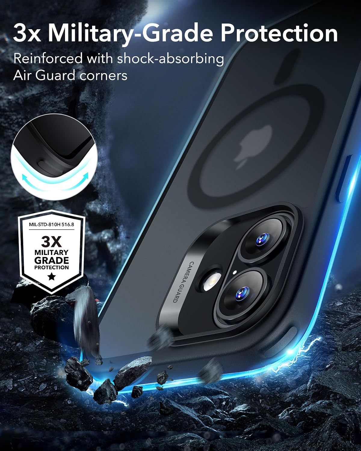 710jC5V-EQL._AC_SL1500_ ESR for iPhone 16 Case, Camera Control Cover, Compatible with MagSafe, Shockproof Military-Grade Protection, Magnetic Phone Case for iPhone 16, Classic Hybrid Case, Frosted Black