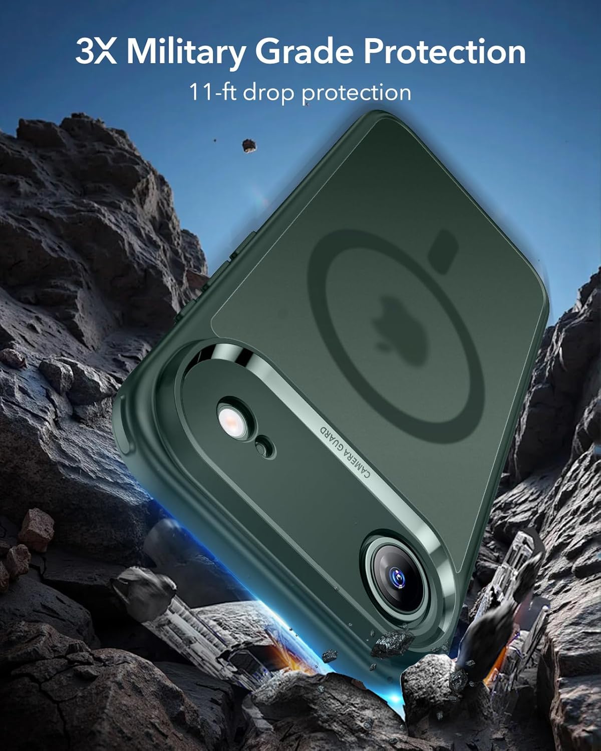 ESR for iPhone Air Case, Camera Control Cover, Compatible with MagSafe, Shockproof Military-Grade Protection, Magnetic Phone Case for iPhone Air, Classic Hybrid Case, Frosted Green