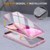 Miracase for iPhone 13 mini Case 5.4",Full-Body Protection,Clear Bumper Case with Built-in 9H Tempered Glass Screen Protector,Military-Grade Drop Protection Outdoor Phone Case for 13 mini,Dark Pink