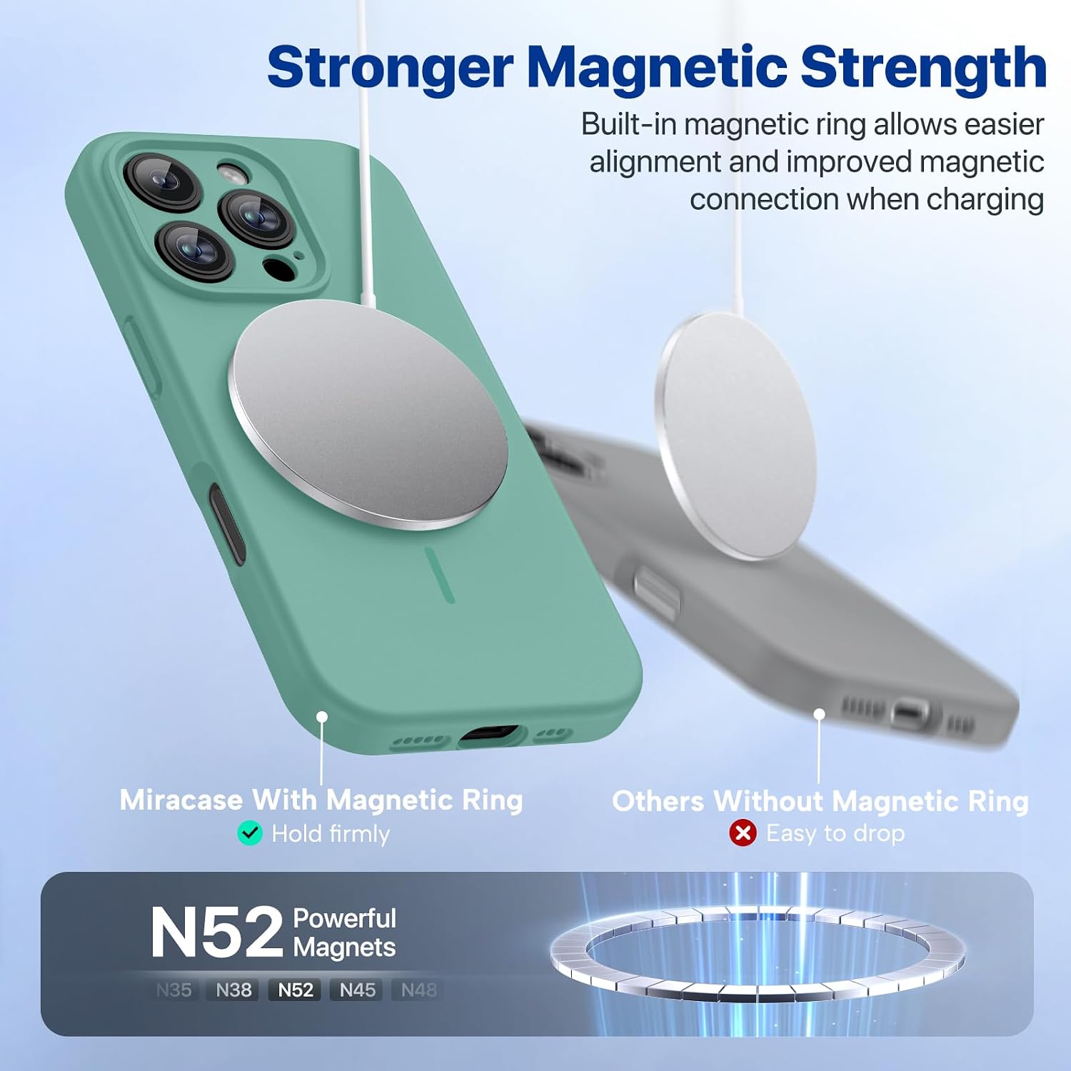 Miracase Magnetic for iPhone 16 Pro Max Case, [Soft Anti-Scratch Microfiber Lining], Compatible with MagSafe, Liquid Silicone Case Shockproof Drop Protection Phone Case for 16 ProMax,Midnight Green