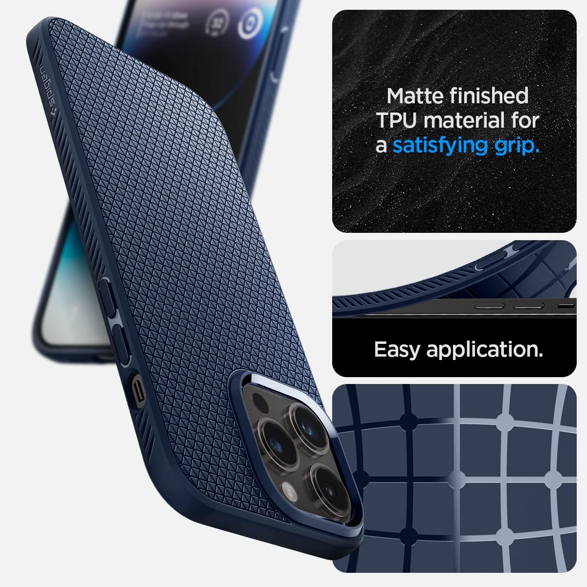 Spigen Liquid Air Designed for iPhone 14 Pro Case (2022) [Military-Grade Protection] - Navy Blue