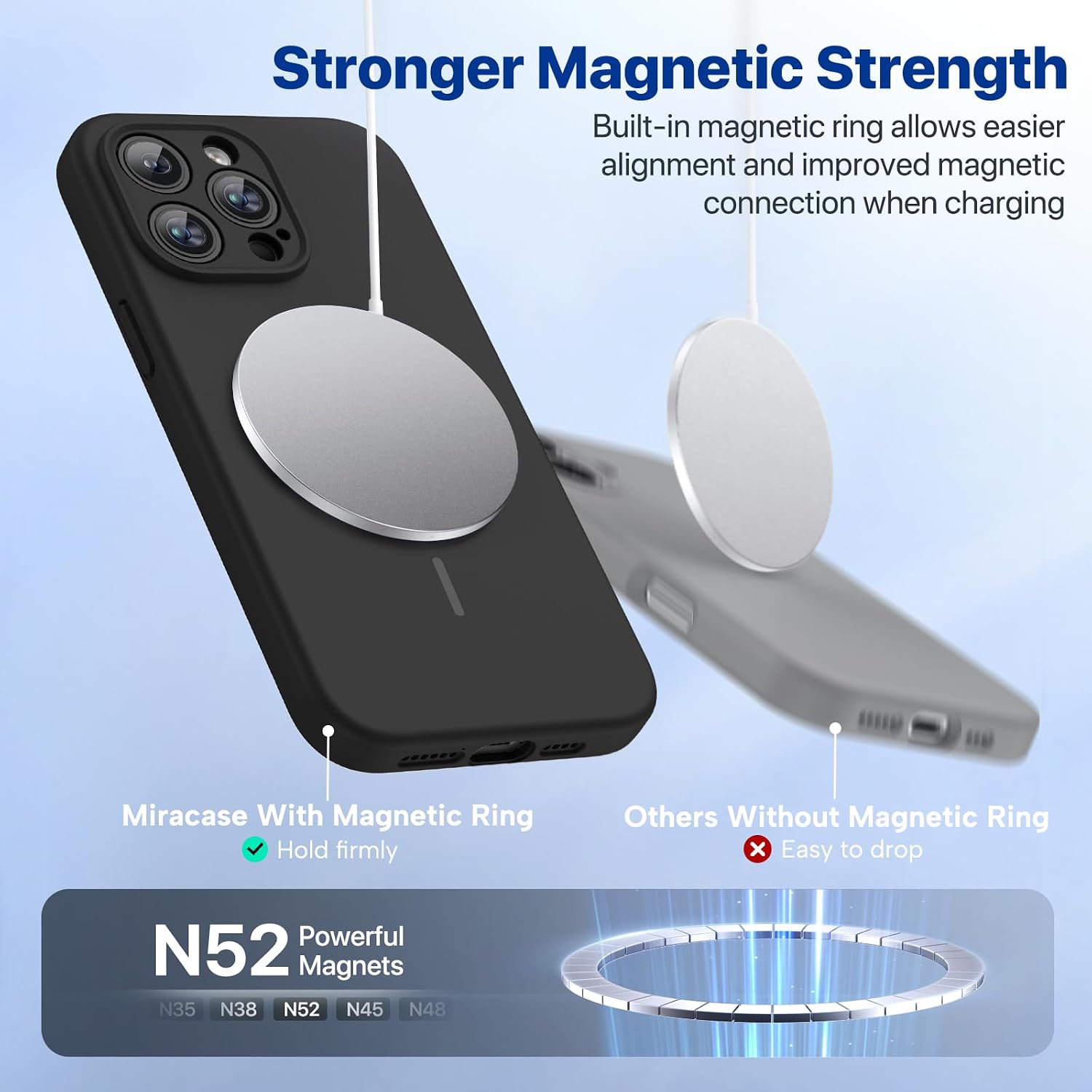 Miracase Magnetic for iPhone 14 Pro Max Case, [Soft Anti-Scratch Microfiber Lining], Compatible with MagSafe, Silicone Shockproof Protection Phone Case for iPhone 14 Pro Max,Black