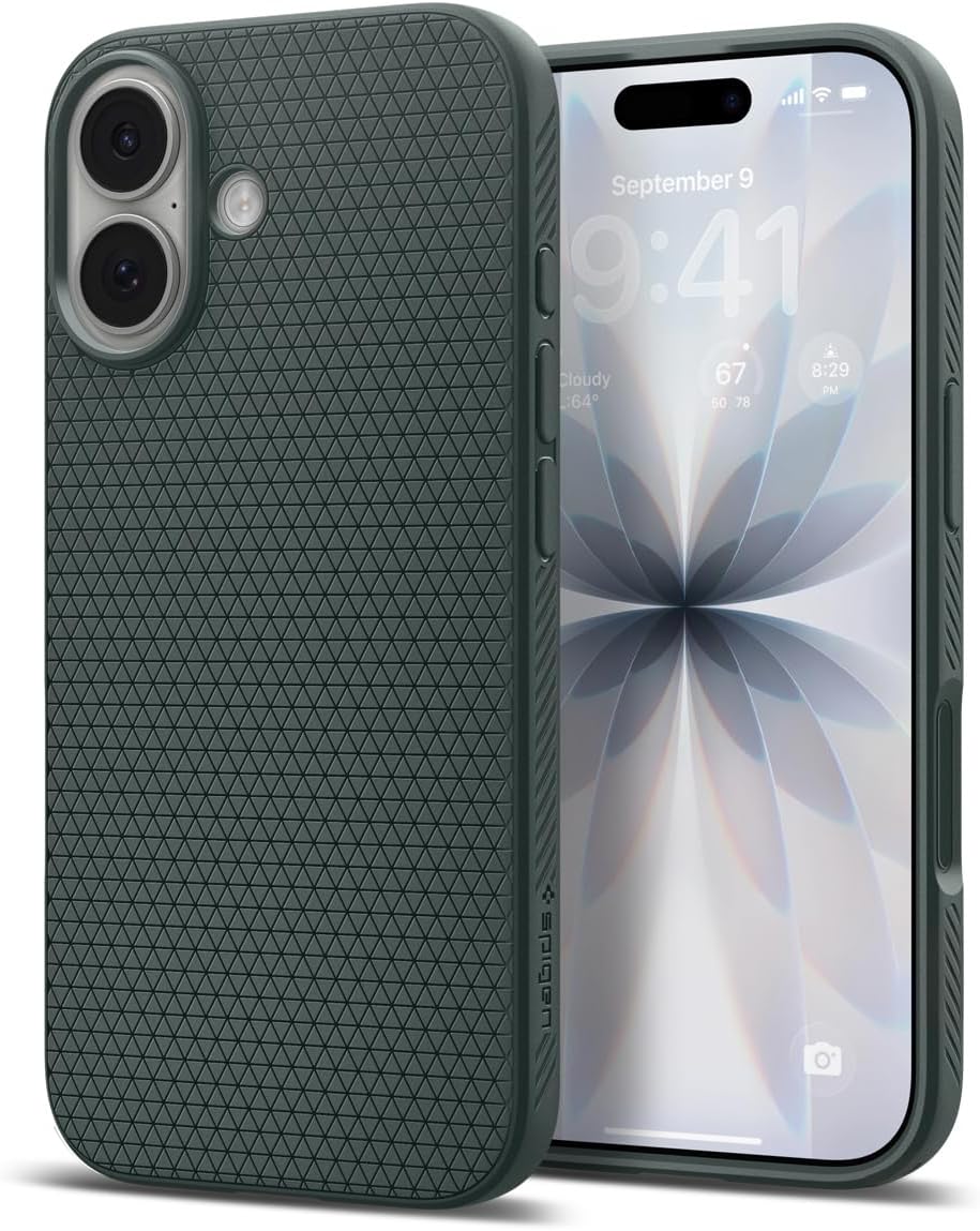 Spigen for iPhone 17 Case, Liquid Air [TPU Covered Camera Control] [No Magnet Ring] [Military-Grade Protection] - Abyss Green