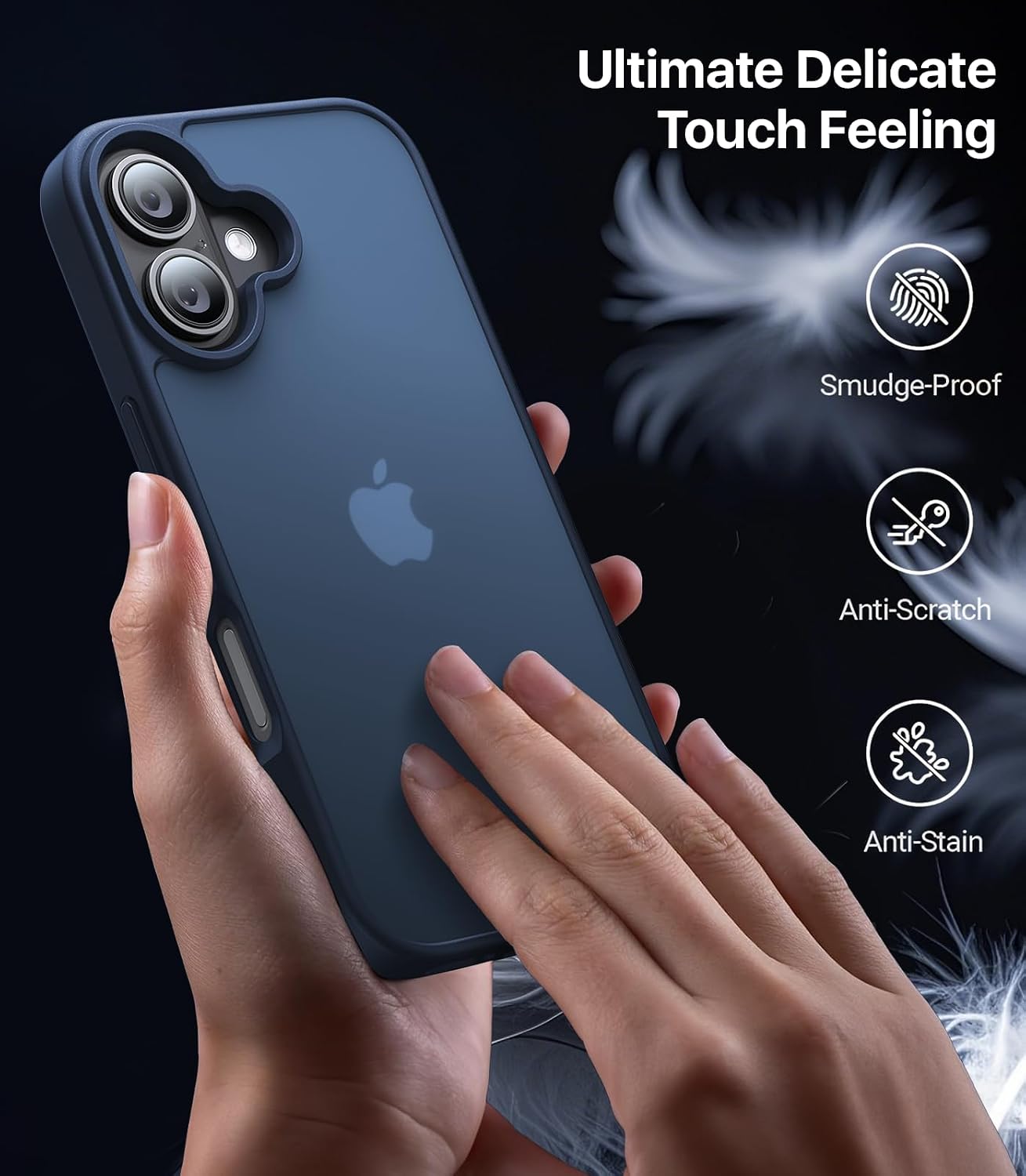 Eastinbox for iPhone 16 Case [16FT Military Grade Shockproof], Anti-Slip Anti-Scratch, Slim Translucent Frosted Matte Protective Cover, i Phone 16 Phone Case 6.1", Blue