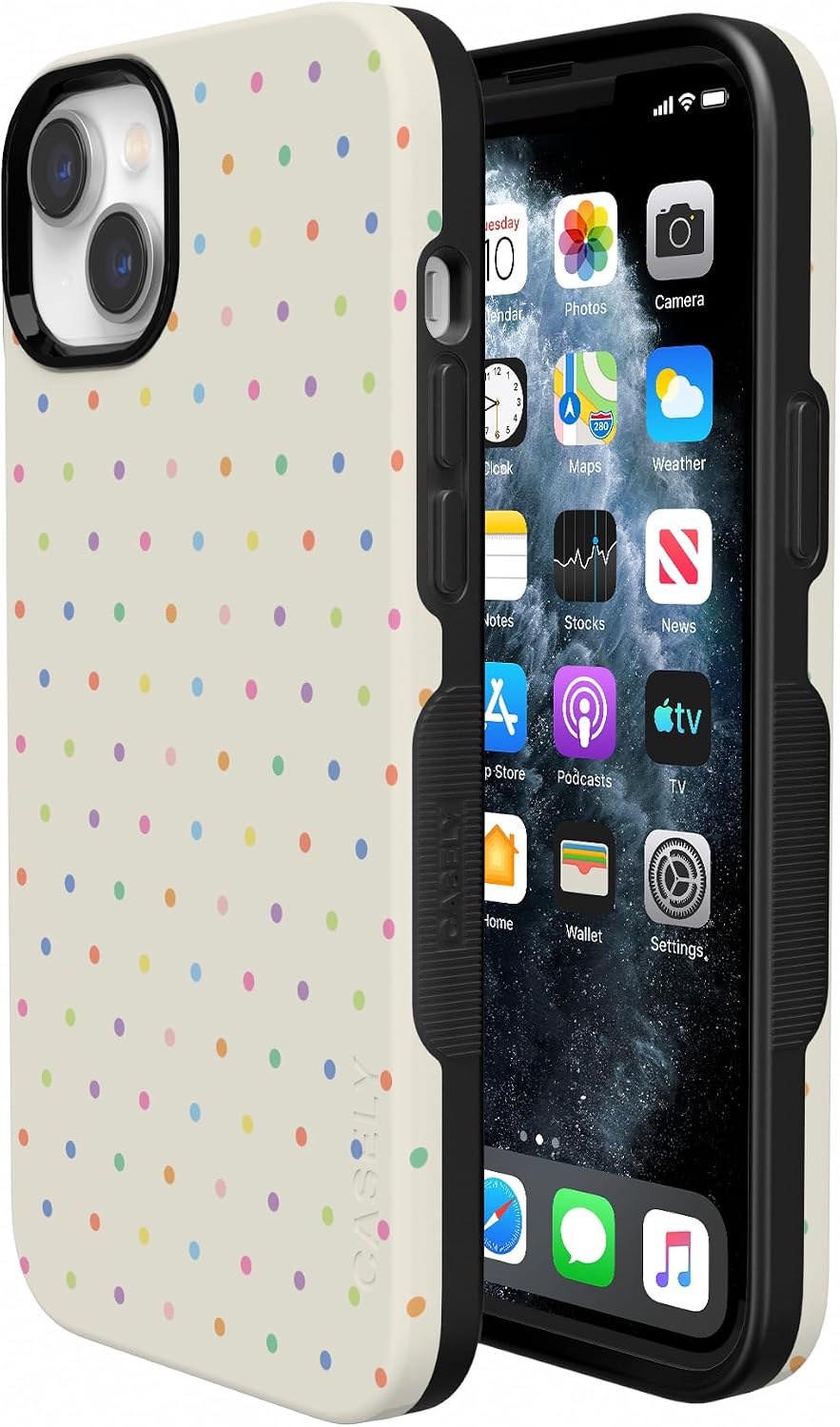 712buiaX5TL._AC_SL1500_ Casely iPhone 14 Plus Case | On the Dot | Rainbow Polka Dot | Bold Protective Design | Compatible with MagSafe