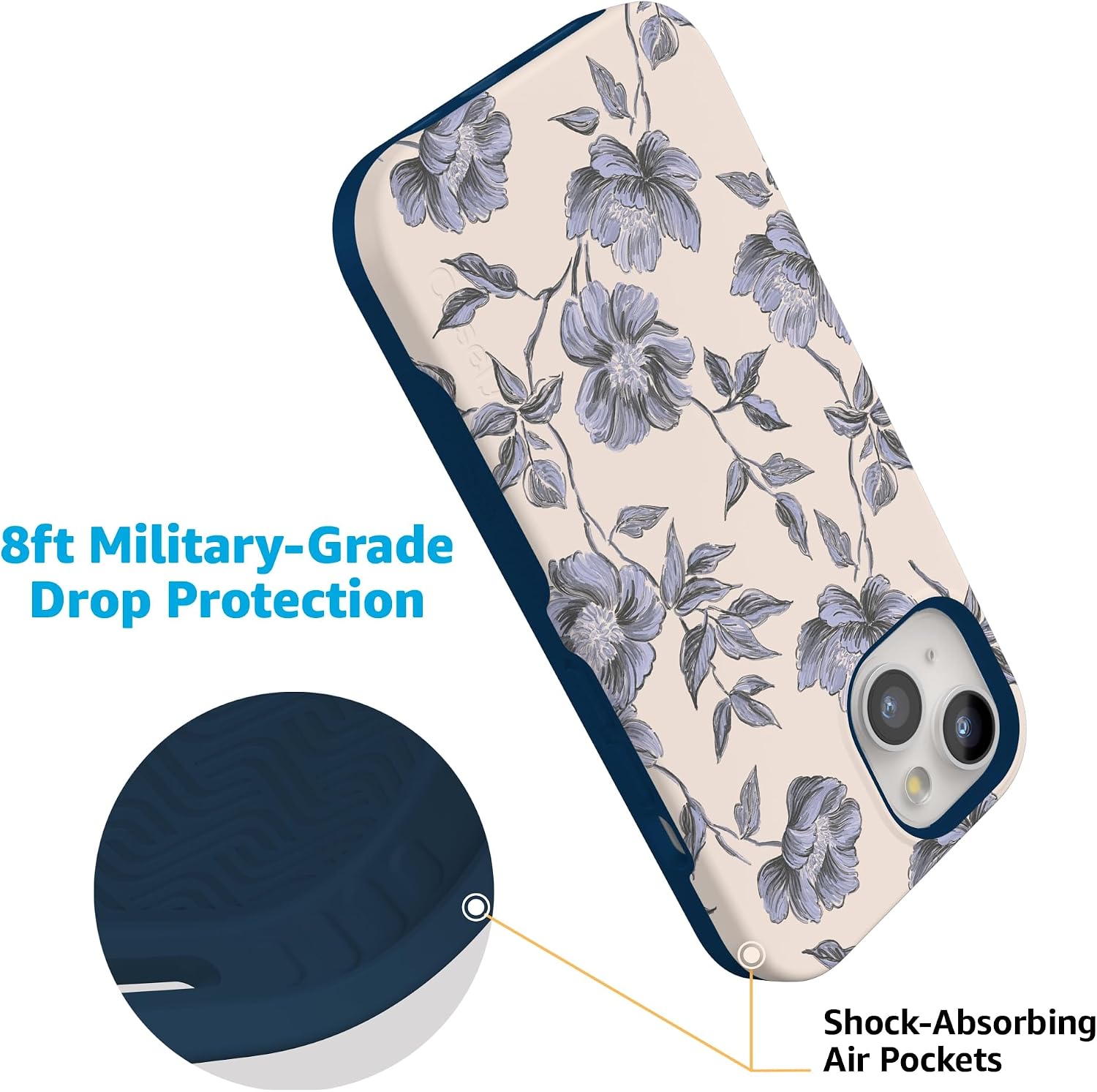 712u6YhSs2L._AC_SL1500_ Casely iPhone 15 Case | Ink & Iris | Vintage Floral | Bold Protective Design | Compatible with MagSafe