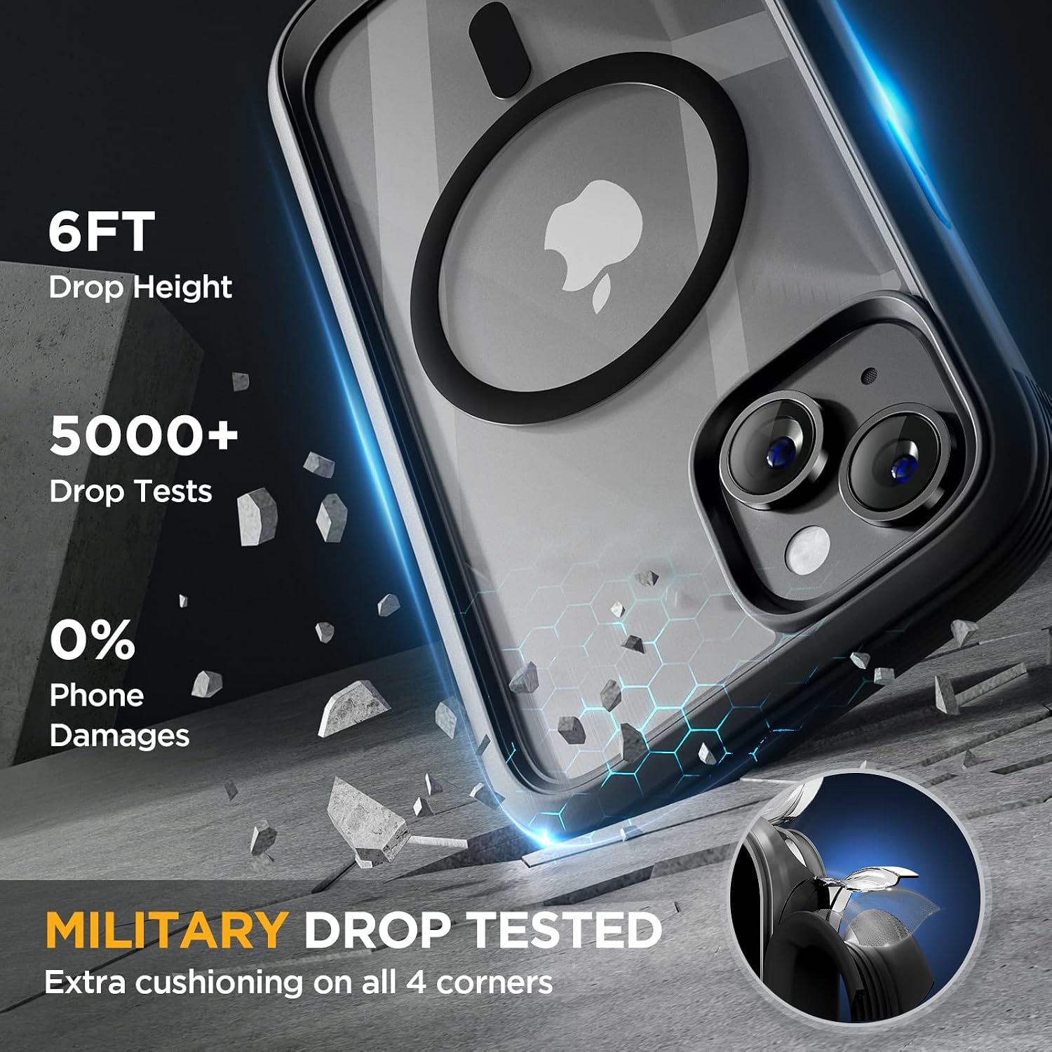 713DEHUhfNL._AC_SL1500_ Miracase for iPhone 13 mini Case 5.4",Full-Body Protection,Clear Bumper Case with Built-in 9H Tempered Glass Screen Protector,Military-Grade Drop Protection Outdoor Phone Case for iPhone 13 mini,Black