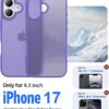 Eastinbox for iPhone 17 Case [16FT Military Grade Shockproof], Anti-Slip Anti-Scratch, Slim Translucent Frosted Matte Phone Cover, Case for i Phone17 6.3", Lightpurple