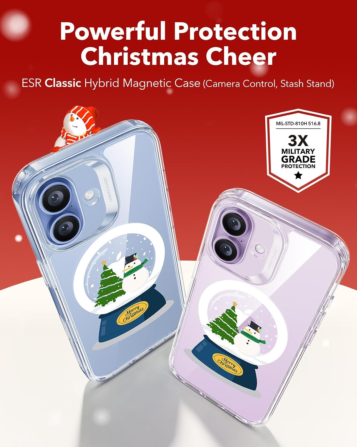 713PHgvBPhL._AC_SL1500_ ESR for iPhone 17 Case, Camera Control Cover, Compatible with MagSafe, Shockproof Military-Grade Protection, Magnetic Phone Case for iPhone 17, Classic Hybrid Case, Christmas Globe