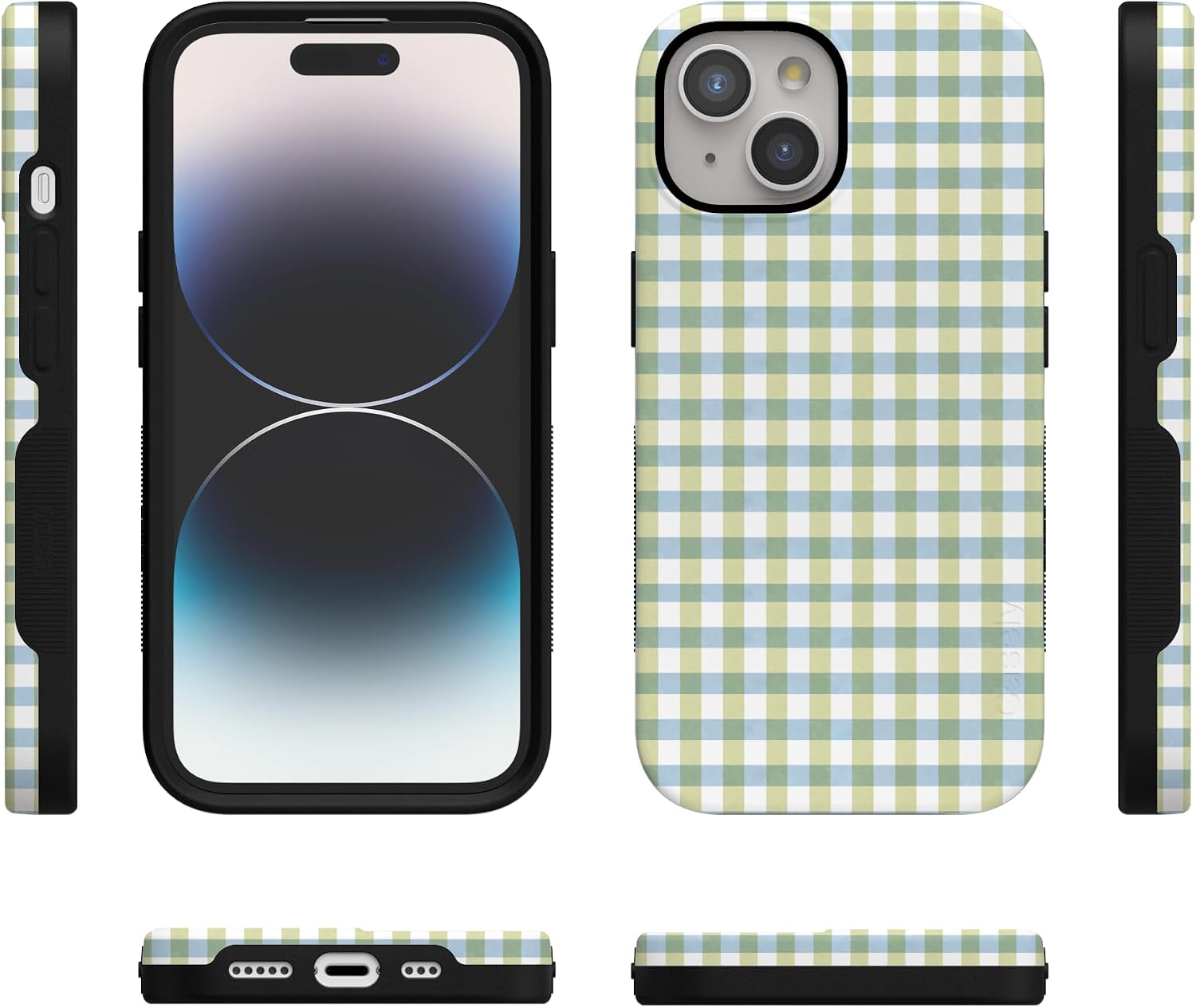 713TiKyyKEL._AC_SL1500_ Casely iPhone 15 Case | Pastel Picnic | Blue & Green Gingham | Bold Protective Design | Compatible with MagSafe