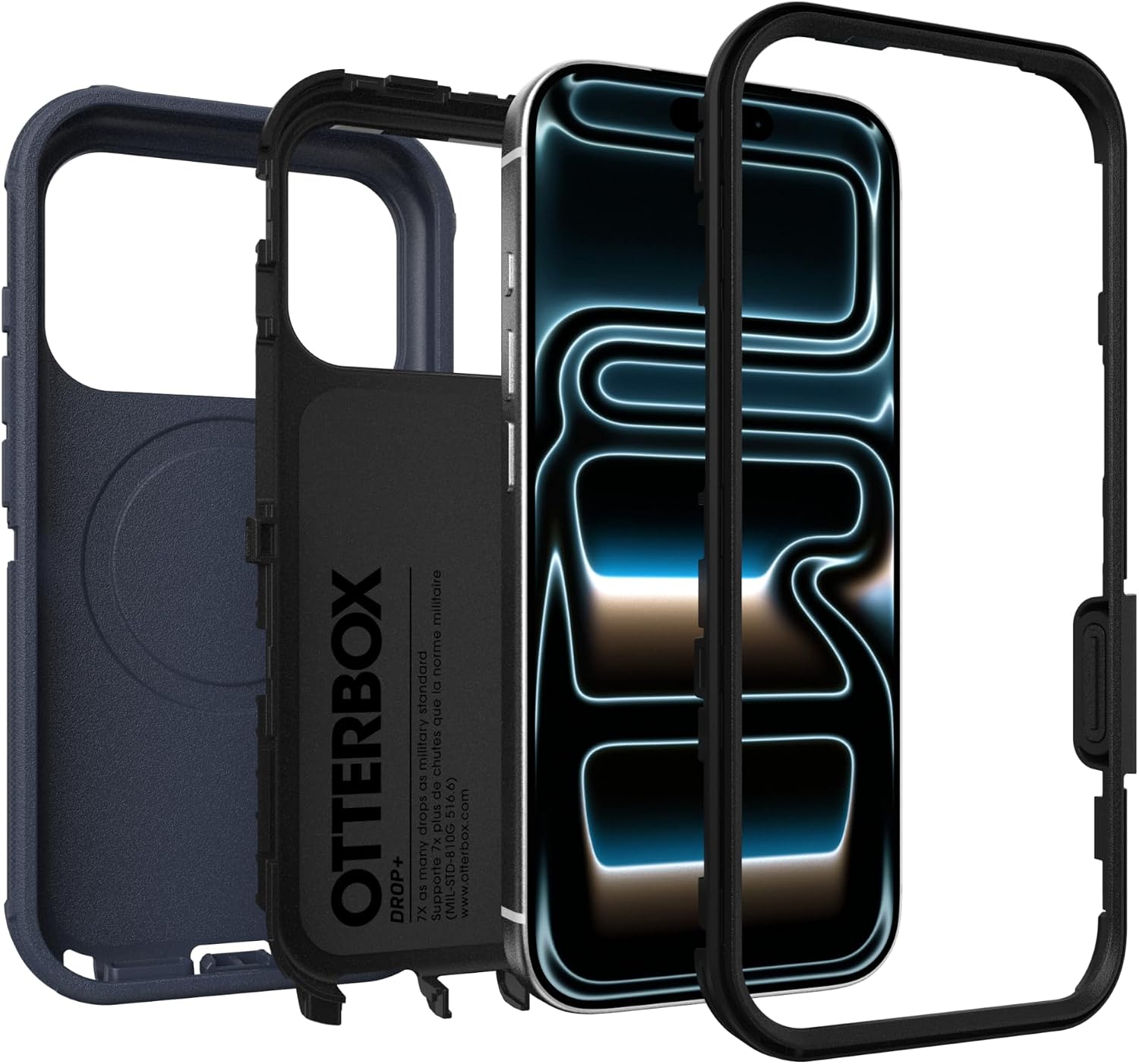 713pEmy5Y4L._AC_SL1500_ OtterBox iPhone 17 Pro (Only) - Defender Series Case - Vintage Indigo Dream (Blue & Black) - Snaps on MagSafe - Tough - Rugged & Durable