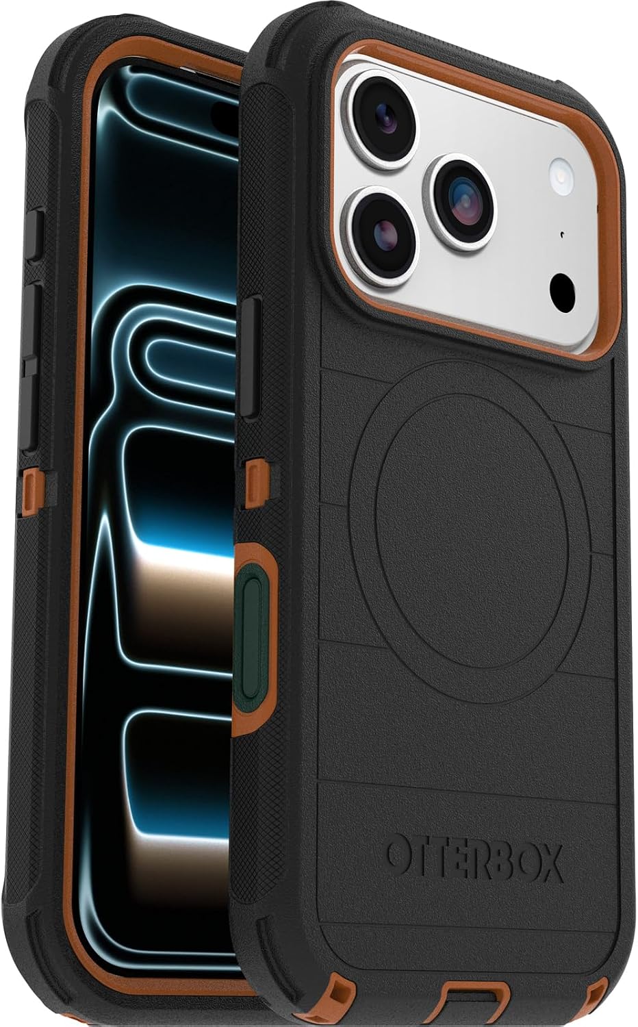 714fc74JQ8L._AC_SL1500_ OtterBox iPhone 17 Pro (Only) - Defender Series Case - Black Chateau (Black & Orange) - Snaps on MagSafe - Tough - Rugged & Durable